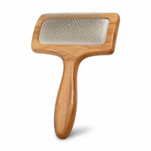 Pet Grooming Slicker Brush with Wooden Handle – Deshedding & Detangling Brush for Dogs and Cats
