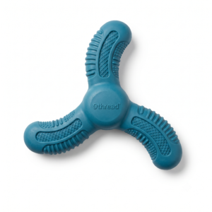 9thread Interactive 3-Prong Dog Chew Toy - Durable Textured Teething Boomerang (Teal)