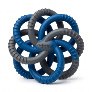 9thread Interactive Interlocking Ring Dog Chew Toy - Tough Teething Puzzle Ball (Blue & Grey)